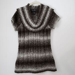 Mercer & Madison Tunic Sweater Wool Blend Cowl Neck SS Multicolor Stripe Size M